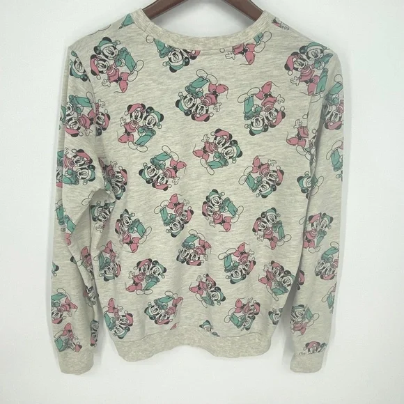 Women's Juniors Disney Mickey Minnie Mouse Christmas Holiday Sweatshirt LRG 765 - Picture 4 of 6